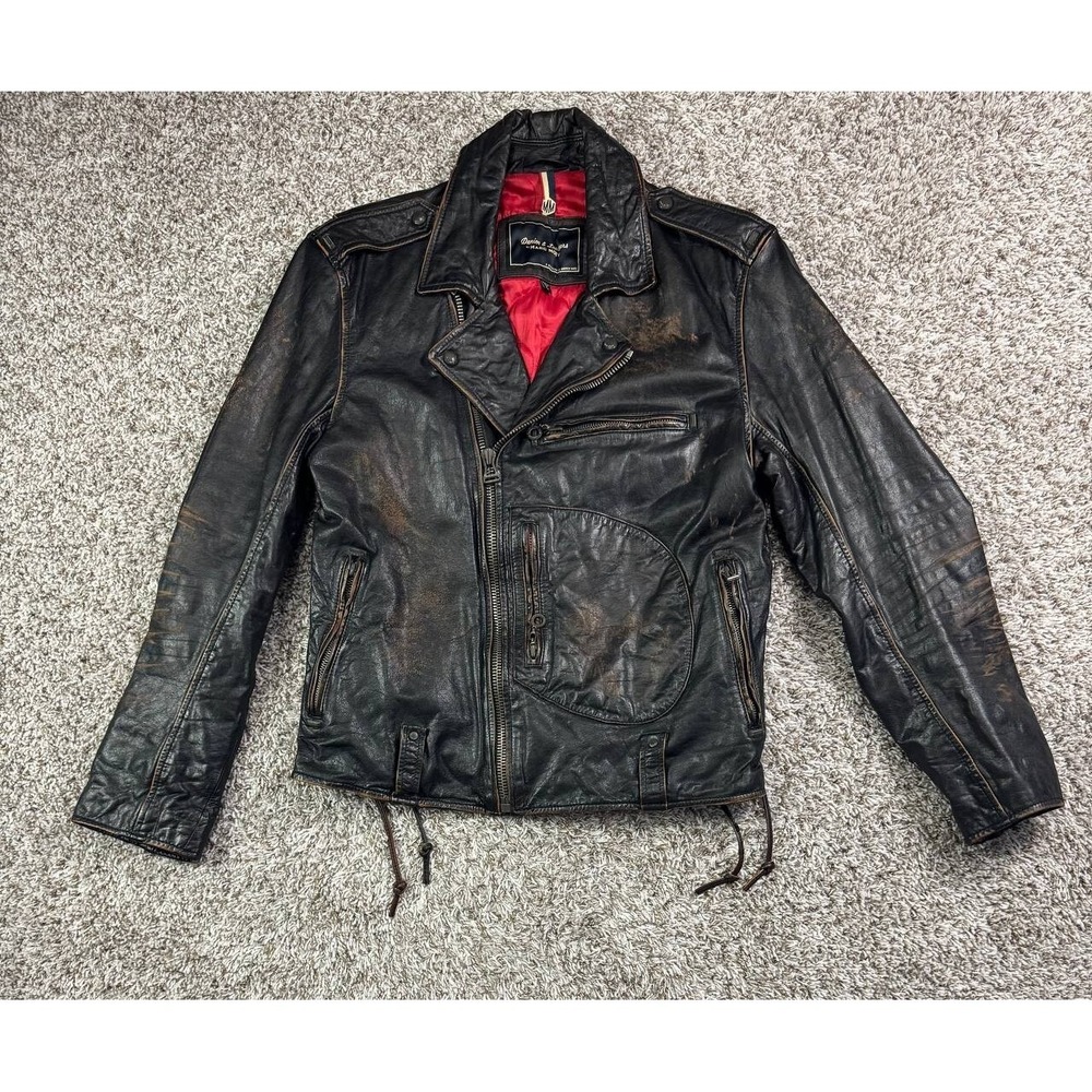 Denim Leathers by Marc Moto Vintage Motorcycle Leather Jacket Size Large